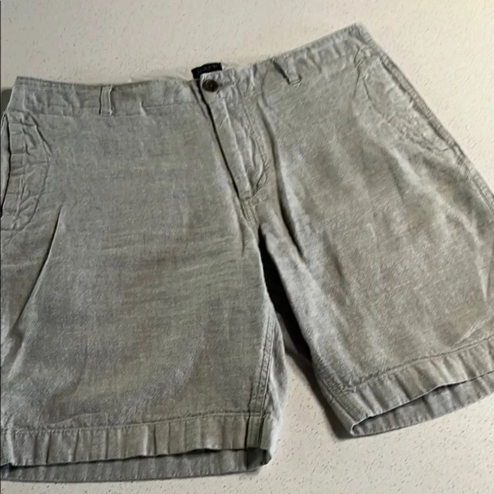 J. Crew Gray Gramercy Linen Blend Flat Front Shorts with Classic Design Size 34